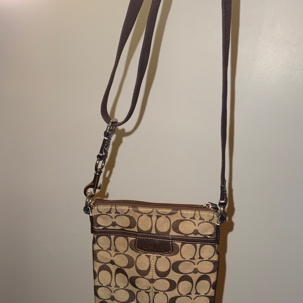 Coach Signature Canvas Crossbody in Tan and Brown with Silver Hardware - Picture 6 of 6